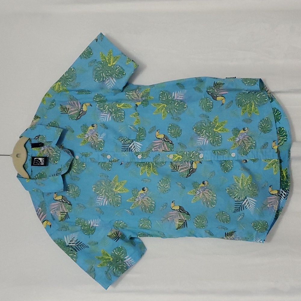 BKLYN Athletics Reverse Print Tropical Shirt Size M